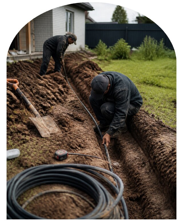 Прокладка кабеля на участке для дома и сада в Воскресенске